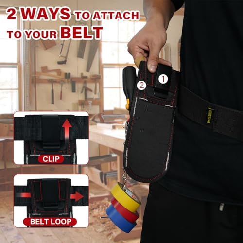 KUNN Small Tool Pouch with Belt Clip, Utility Tool Organizer with Tape Measure - Image 5