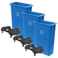 3 Pack 23 Gallon Waste Bin with Dolly, Heavy-Duty Trash Can, Slim Rectangular Garbage Bin, Durable Waste Container, Recycling Bin, Plastic Wastebasket for Kitchen, Garage, Restaurants, Office