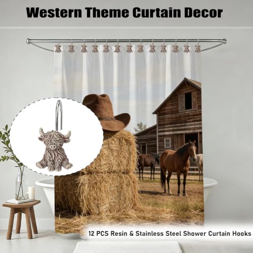 12 Pcs Highland Cow Shower Curtain Hooks - Image 6