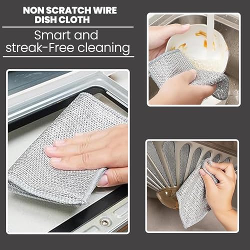 CrafTreat Non Scratch Wire Dishwashing Rag, 10 Pack Double Layer Reusable Wire - Image 5