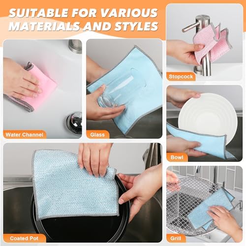 12Pack Upgrade Multipurpose Wire Dishwashing Rags, Double-Side Non Scratch Wire - Image 5