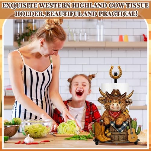Chunful Western Cowboy Highland Cow Paper Towel Holder Cowboy Kitchen Bathroom - Image 6