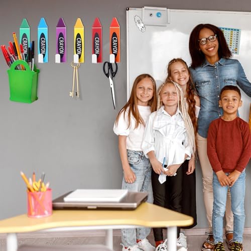 Cinnvoice 6 Pcs Crayon Classroom Decoration Crayon Magnetic Hooks Colorful Wall - Image 4