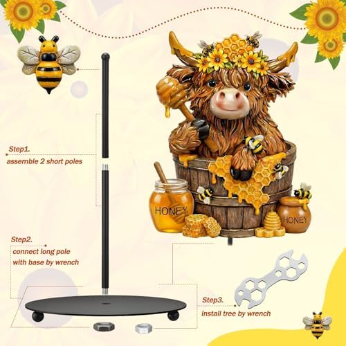 Chunful Bee Highland Cow Paper Towel Holder Sunflower Honey Kitchen Bathroom - Image 5