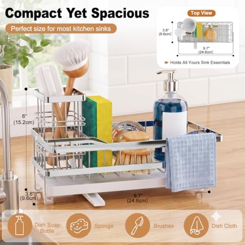 Sponge Holder for Kitchen Sink, Self-draining Sink Caddy - Image 2