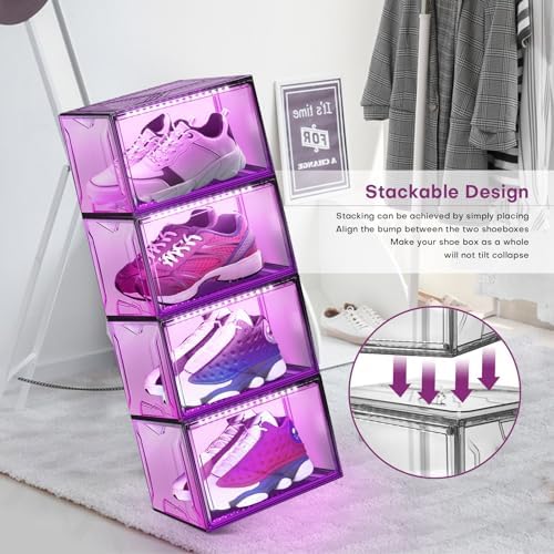 Oltraman LED Smart Shoe Boxes Display Case, Stackable Storage Organizers - Image 7