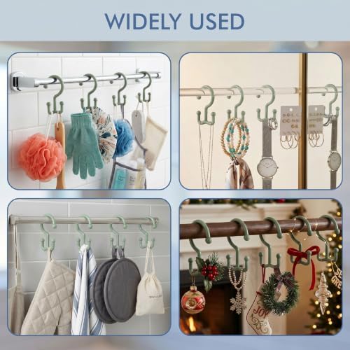 Bathway Green Shower Curtain Hooks, 12 Plastic Double Shower Curtain Rings - Image 6