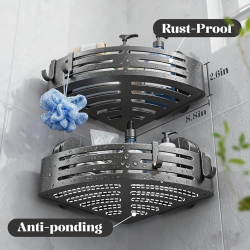 Suction Cup Shower Caddy, No Drilling Corner Shower Shelves Heavy Duty - Image 2