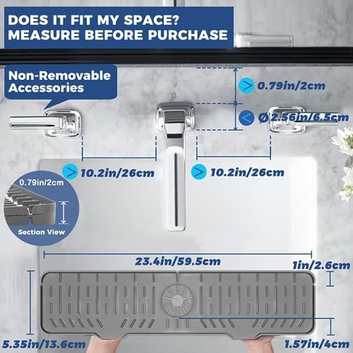 24" Splash Guard Plus Size Silicone Sink Faucet Drying Mat Handle Drip Catcher - Image 2