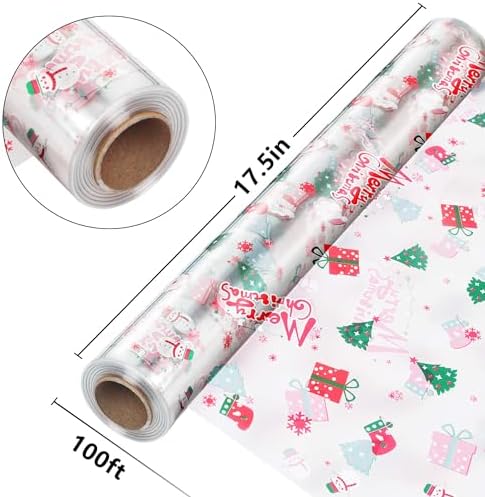 JOYIT 100' Long X 17.5” Wide Christmas Cellophane Wrap Roll - Image 2