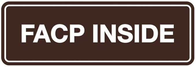 Signs ByLITA Standard FACP Inside Sign | Fire Safety Signage (Dark Brown) - Medium 1 Pack