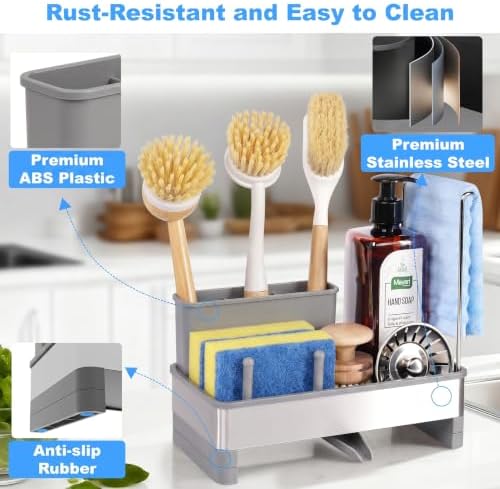 Sponge Holder for Kitchen Sink Caddy Organizer, Dish Brush Holder - Image 4
