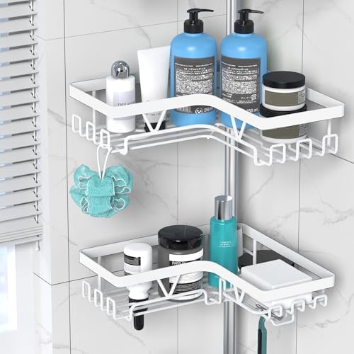 DAOYA Corner Shower Caddy Tension Pole 4 Tier Shower Caddy Organizer White - Image 4