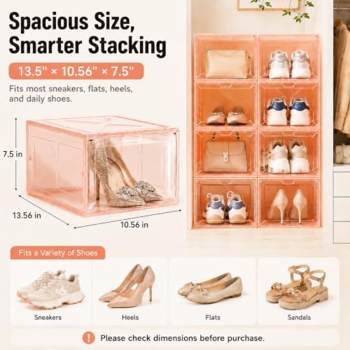 Translucent Pink Shoe Storage Box, 2026 2nd Gen Thickened Hard Plastic - Image 2