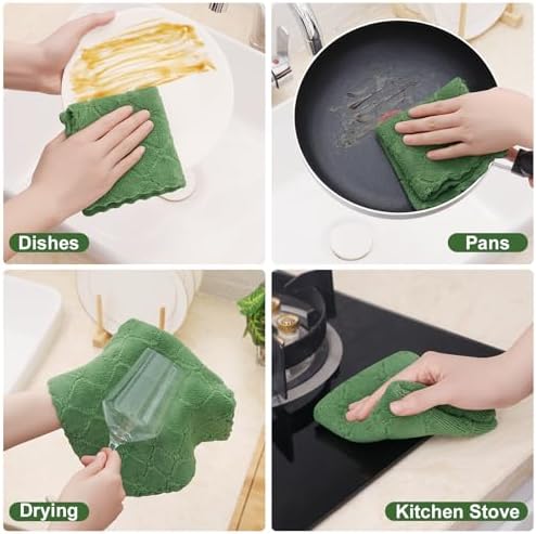 Homaxy 24 Pack Super Soft & Absorbent Dish Cloths, Grass Green - Image 4