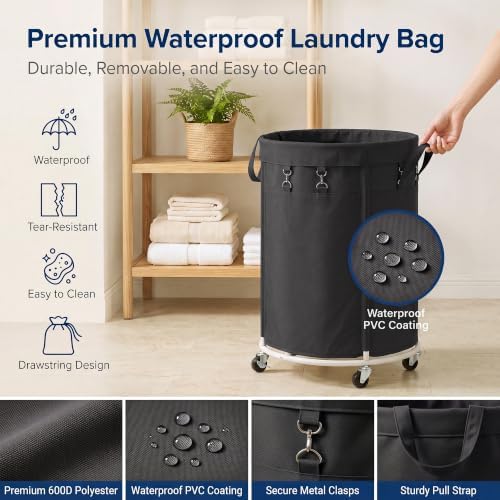 150L Large Capacity Rolling Laundry Basket Hamper - Image 5