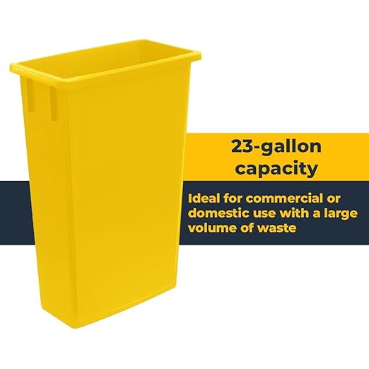 3 Pack 23 Gallon Waste Bin, Heavy-Duty Trash Can, Slim Rectangular Garbage Bin, Durable Waste Container, Recycling Bin, Plastic Wastebasket for Kitchen, Garage, Hotels, Restaurants, Office