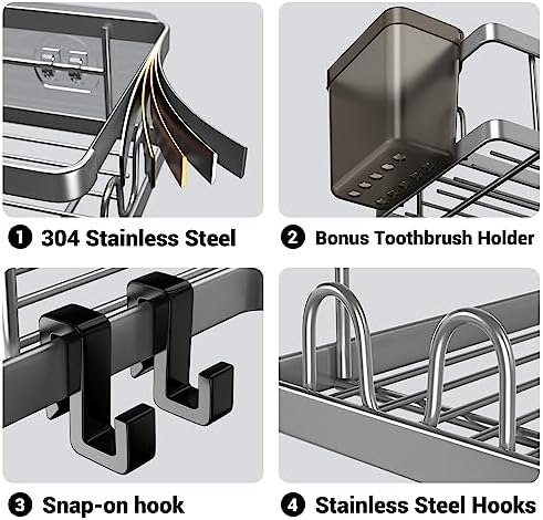 Corner Shower Caddy Bathroom Organizer: AKTECKE 2 Pack Adhesive Shelf Decor- No - Image 5