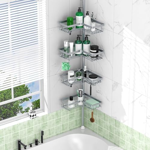 DAOYA Corner Shower Caddy Tension Pole, Light Gray - Image 6