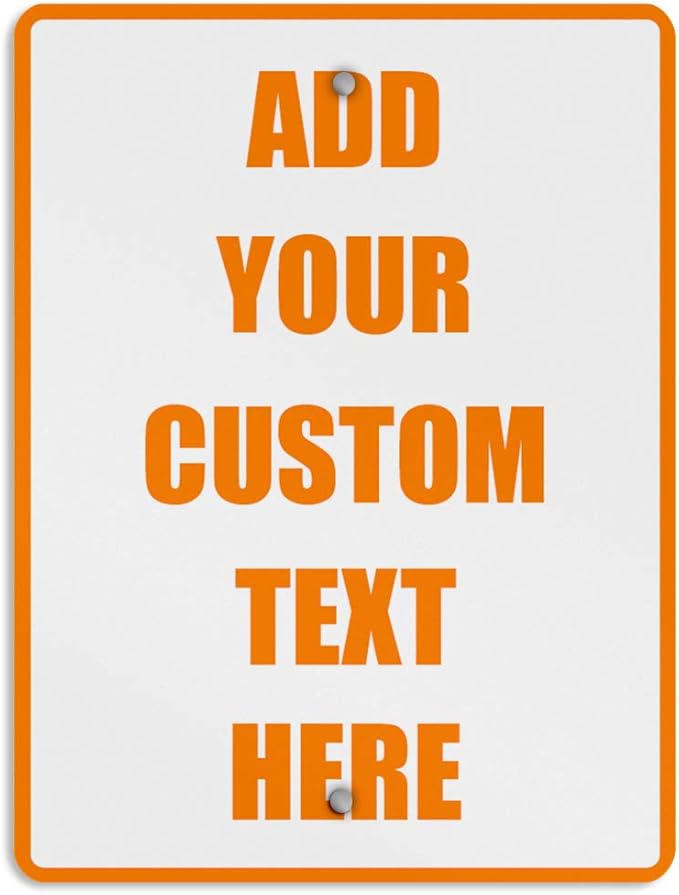 Aluminum Weatherproof Metal Sign Multiple Sizes Custom Personalized Text Here White Orange Warning Vertical Street 9x12Inches