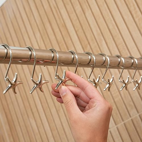 Starfish Shower Curtain Hooks – 12-Pack Decorative Chrome Bathroom Hooks - Image 5