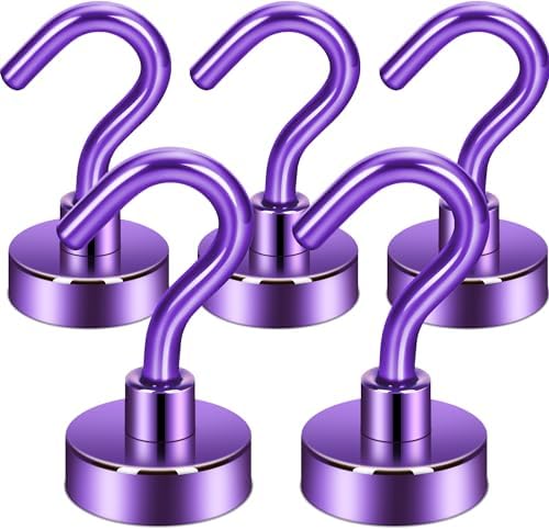 Neosmuk Magnetic Hooks Cruise Ship Essential, 30lb+ Purple, 5 Pack by Neosmuk