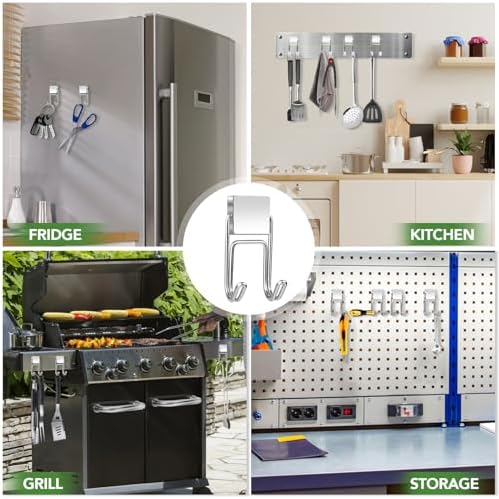 MIKEDE Magnetic Hooks 6Pcs 80lbs+ Magnet Hook Cruise Essentials Silver - Image 7