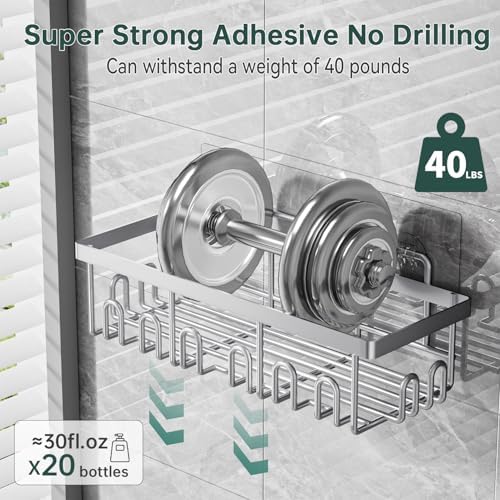 5-Pack Adhesive Shower Caddy for Bathroom & Home Decor Silver - Image 4