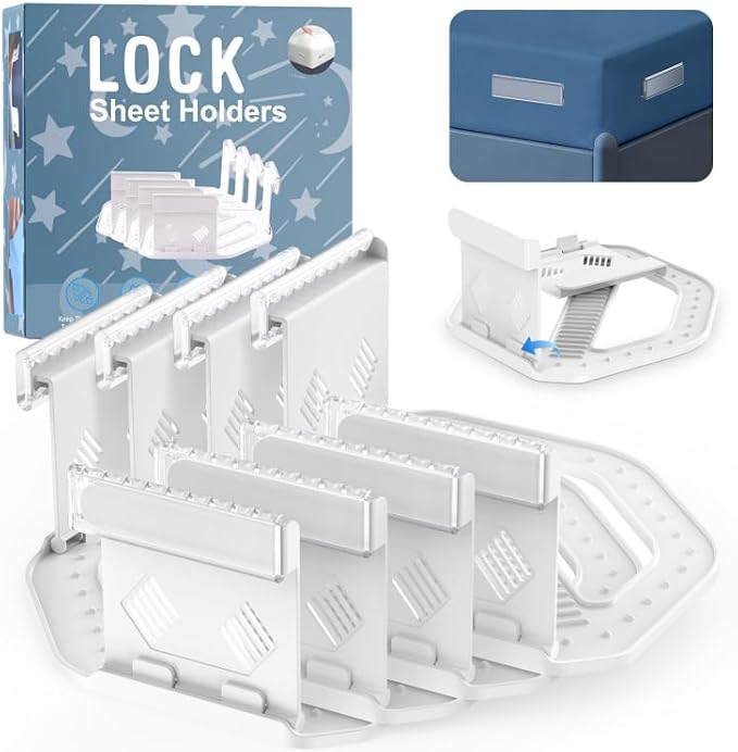 Upgrade Bed Sheet Holders for Corners Keep Sheets Firm & Tight, Foldable Lock by Unknown