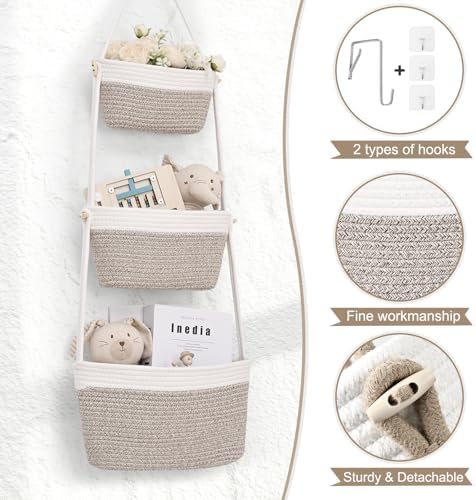 Hanging Basket, 3-Tier Woven Wall Basket - Image 5