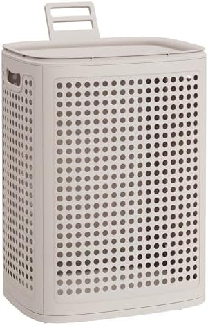 SONGMICS Laundry Hamper with Lid, 75 L Ventilated Basket, Cutout Handles by Unknown