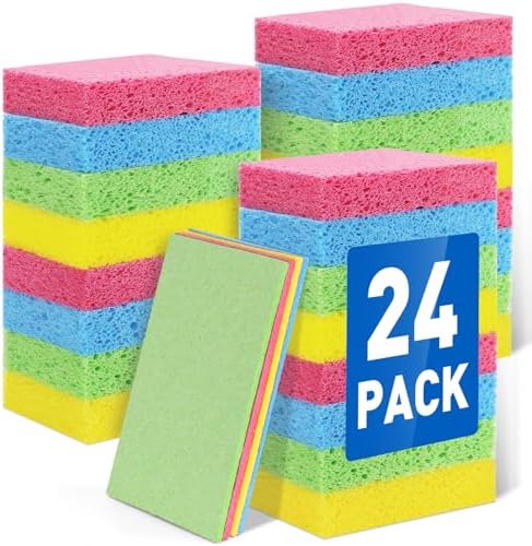 24 Pack Kitchen Sponges Non-Scratch Cellulose Sponges Bulk by NEOACT