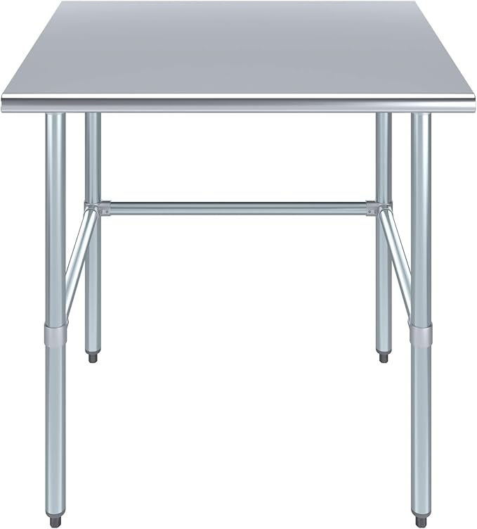 AmGood Stainless Steel Work Table Open Base | NSF Kitchen Island Food Prep | Laundry Garage Utility Bench (36" Long X 30" Deep)