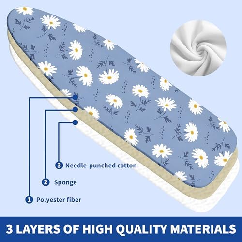 Ironing Board Cover and Pad, Thick Scorch Resistant Padding Green Leaves Print - Image 2