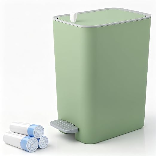 Small Bathroom Trash Can with Lid, 2.1 Gallon Slim Step Trash Can, Narrow by rejomiik