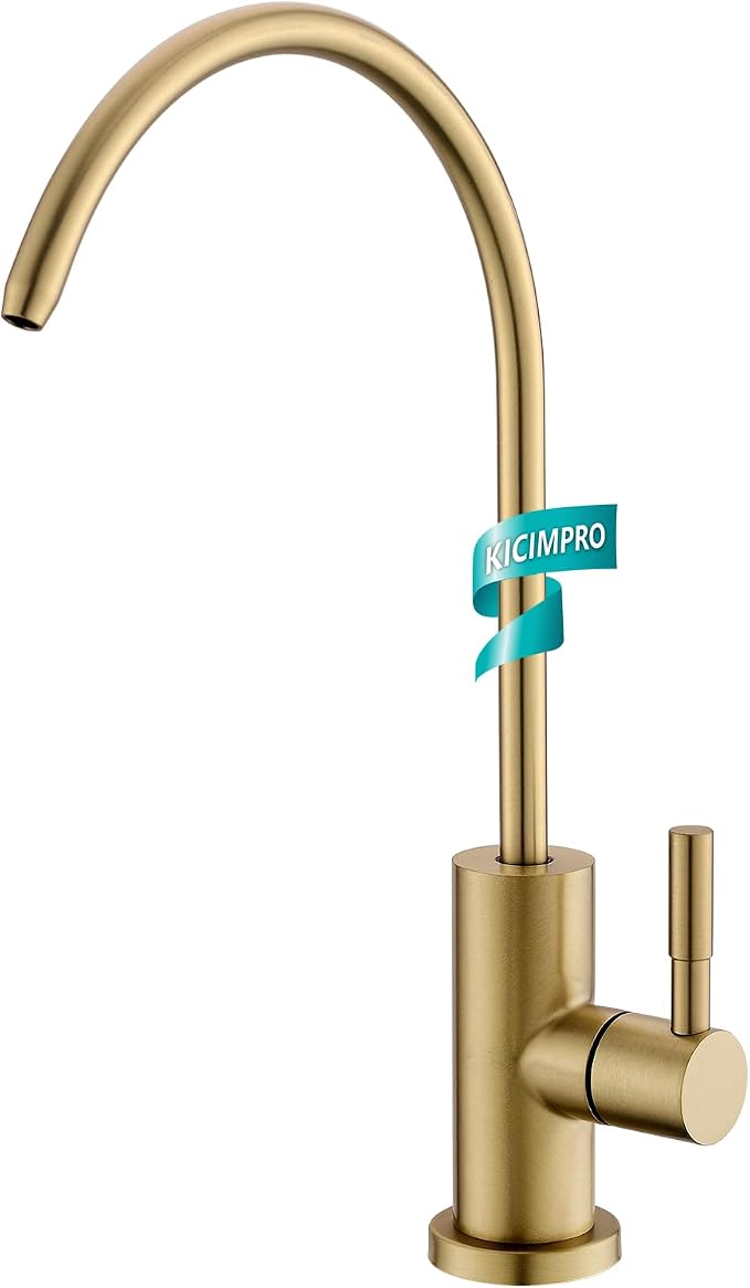 Water Filter Faucet for RO System, Non-Air Gap, 360 Swivel, Fits 1/4 & 3/8 RO by KICIMPRO