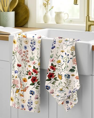 Miss Adola 150GSM Flour Sack Kitchen Towels Set of 2, Vintage Flower - Image 2