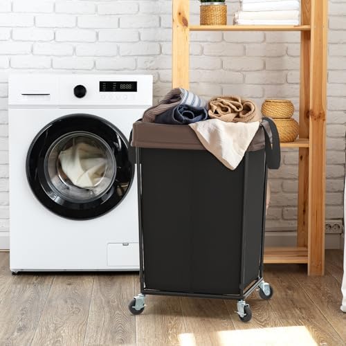 Rolling Laundry Basket with Wheels, Rolling Laundry Hamper with Wheels 2PK - Image 5