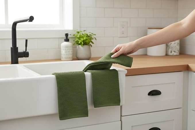 Avocado Forest Green Kitchen Dish Towels, 100% Cotton - Image 4