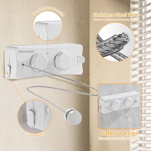 Retractable Clothesline, 16.7 Ft Stainless Wire Double Clothes Line - Image 5