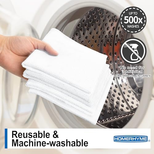 Microfiber Cleaning Cloth, 12 Pack White Cleaning Rags, Reusable Microfiber - Image 7