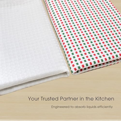Urban Villa Kitchen Towels Cotton Dish Towels 20”x30”Red/Grn/Wht - Image 3