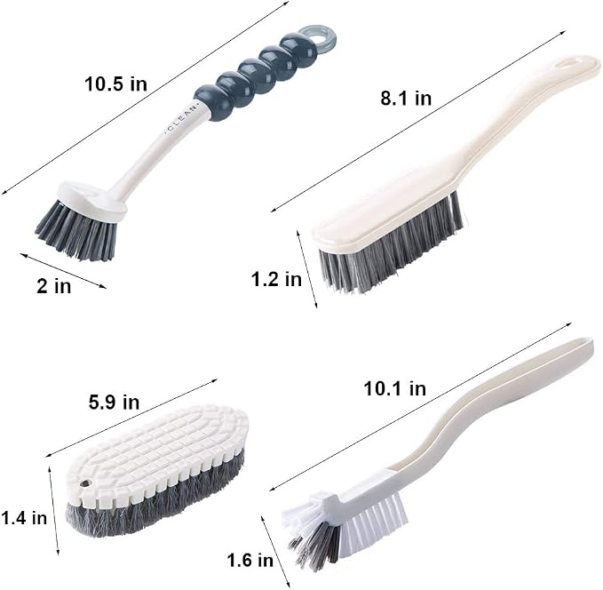 Dish Brush Set 4 Pack with Handle, Stiff Bristle Kitchen Scrub Brushes - Image 6