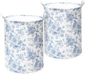 CroBlissful 2 Pcs Blue Floral Laundry Basket Large Foldable Nursery Laundry by CroBlissful