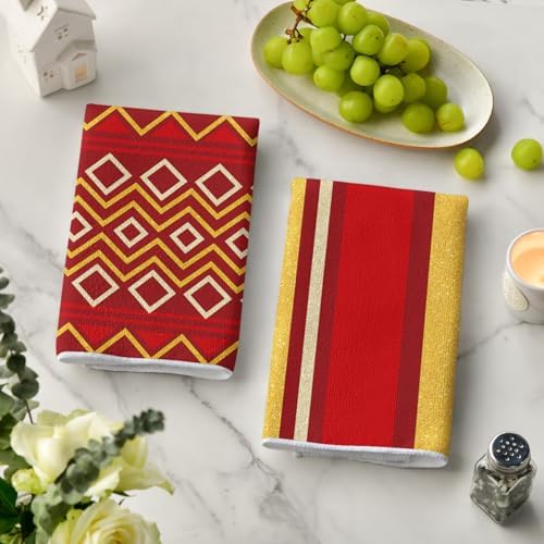 Artoid Mode Red Yellow Stripes Home Sweet Home Boho Spring Kitchen Towels Dish - Image 3