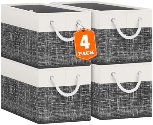 Fab totes Storage Bins 4-Pack, Foldable Storage Baskets by Fabtotes