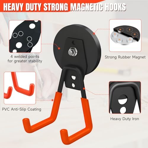 Magnetic Hooks 4 Pack, Large Strong Magnetic Hooks Heavy Duty - Image 2