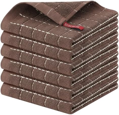 Homaxy 100% Cotton Terry Kitchen Dish Cloths, 6 Pack by Homaxy