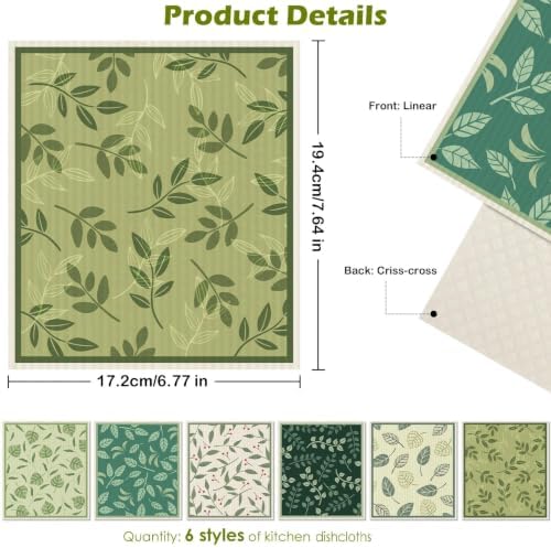 6 Pcs Swedish Paper Cloths for Kitchen, Reusable Paper Towels Washable - Image 2