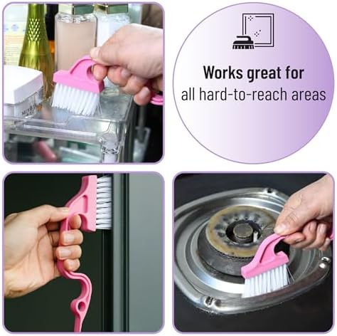 Slick- Window Track Cleaning Brush, 3 Pack, Shades of Pink, Ergonomic Handle - Image 6